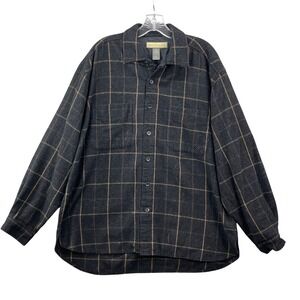 Naturalife Wool Blend Shirt Mens XL Black Brown Plaid Lined Academia Outdoor